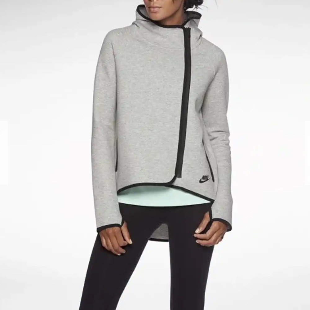 Nike heather gray tech fleece cape hoodie size M
